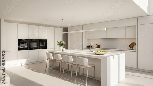 Wallpaper Mural Bright and Modern Kitchen Interior with Island and Seating. Torontodigital.ca