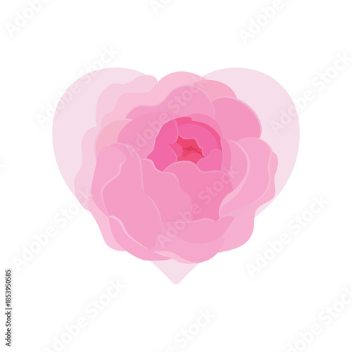 Rose heart. Vector illustration. Heart in pink color, heart icon for design. Flower with petals. Love, romance hearts. Vector icons. Heart love symbol. For gifts, Valentine's Day, birthday