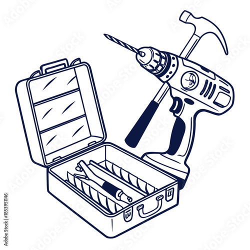 Electric drill and toolbox