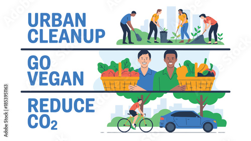 People actively clean the city, embrace veganism, and choose cycling for a sustainable lifestyle