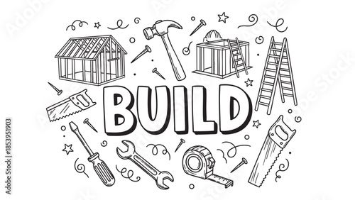 Build Concept Illustration Construction Tools