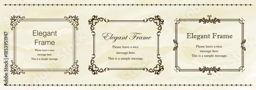 高級感のあるエレガンスなフレームセット、飾り罫、装飾デザイン、上品なあしらい