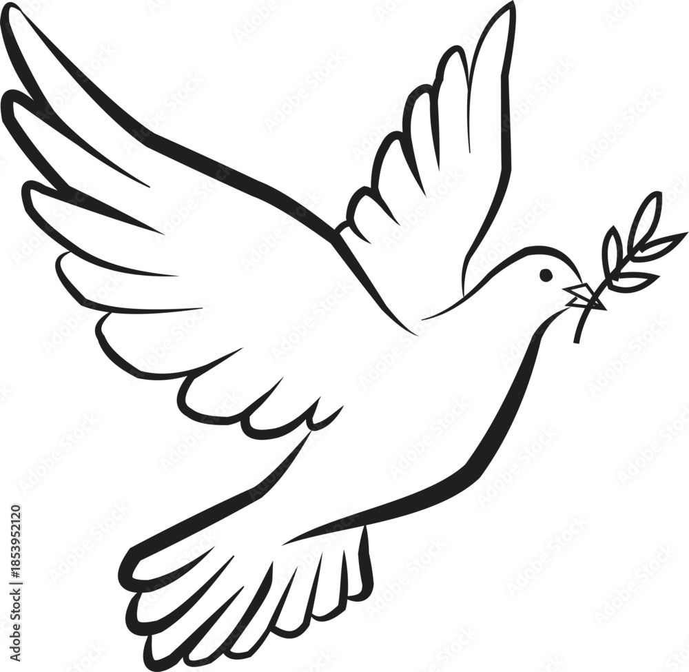 Obraz premium White dove in flight carrying an olive branch, a classic symbol of peace and hope 
