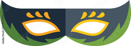 Festive green and black carnival mask with feathers is a perfect accessory for a mardi gras celebration