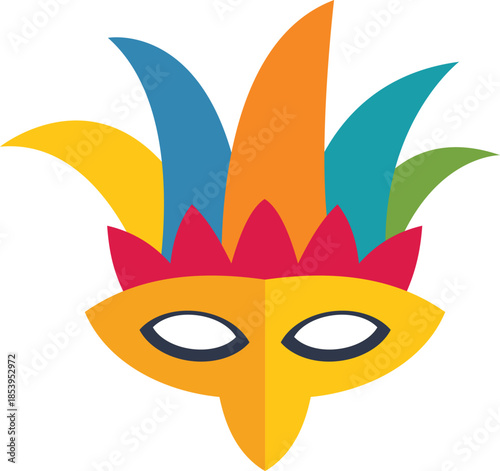 Vibrant and festive carnival mask with colorful feathers, symbolizing joy, celebration, and the spirit of carnival