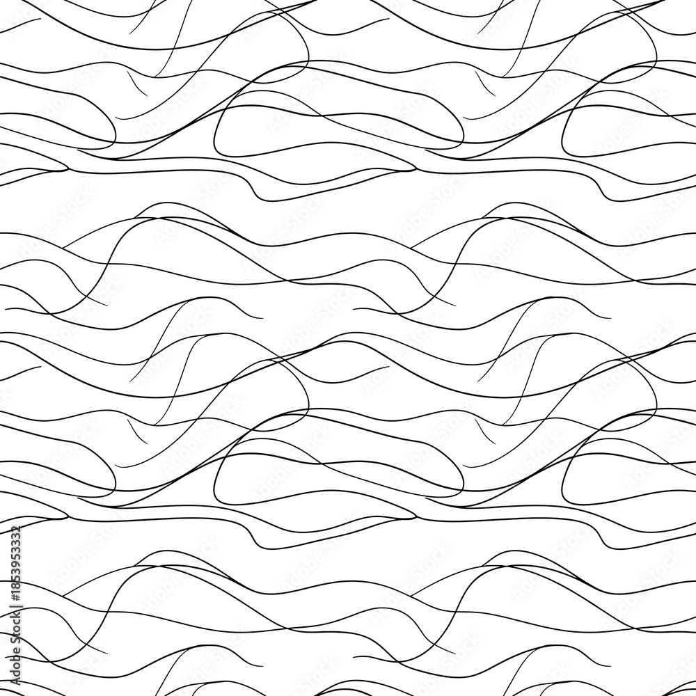 Fototapeta premium Abstract Wavy Lines Pattern on White Background Keywords: abstract, pattern, wavy, lines, curves