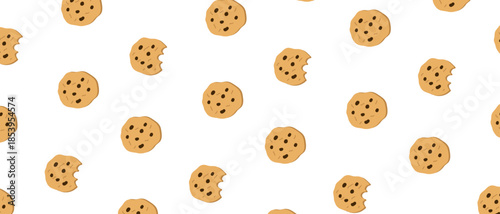 cookies doodle seamless pattern background sweet biscuit chocolate bite