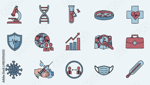 Medical and Science Icons Representing Health and Research.