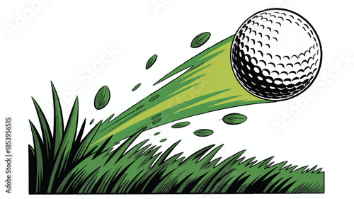 A white golf ball rests on a tee atop the lush green grass of a summer golf course under a clear blue sky during a leisure sport competition