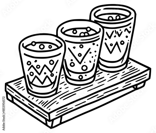 Tequila shots with lime and salt illustration