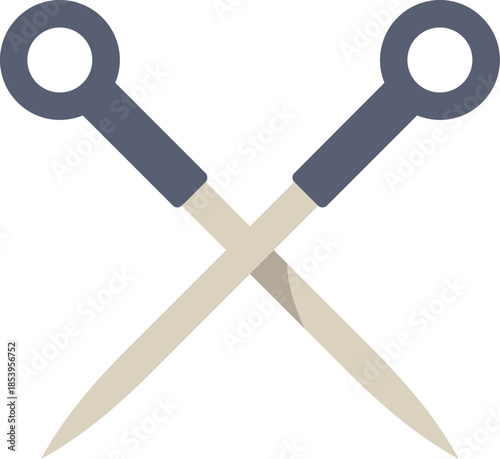 Simple flat vector illustration of two inoculation loops crossing and making an x shape, isolated on white background