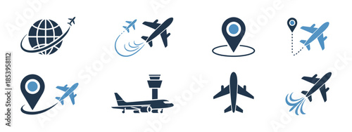 Plane and Airport Icon Collection: Professional vector set of airplane symbols