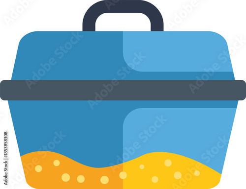 Blue cat litter box filled with sand, ensuring a clean and comfortable environment for your feline companion