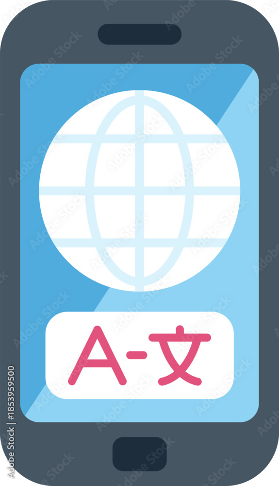 Fotografie Smartphone is displaying a language translator interface with a globe icon and t