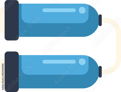 Water purification system with two filters working, flat vector illustration isolated on white background