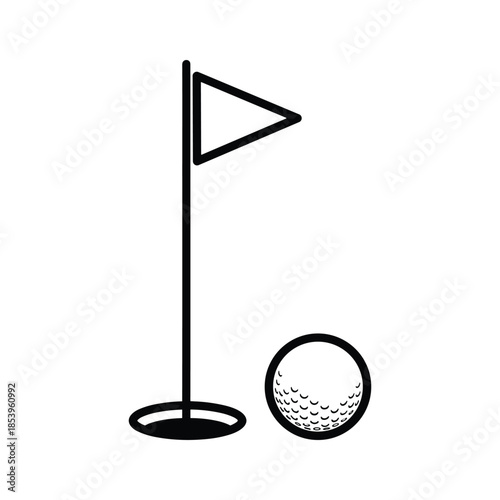 Golf Ball Near Hole Flag