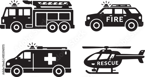 Public Safety Emergency Vehicle Collection Vector