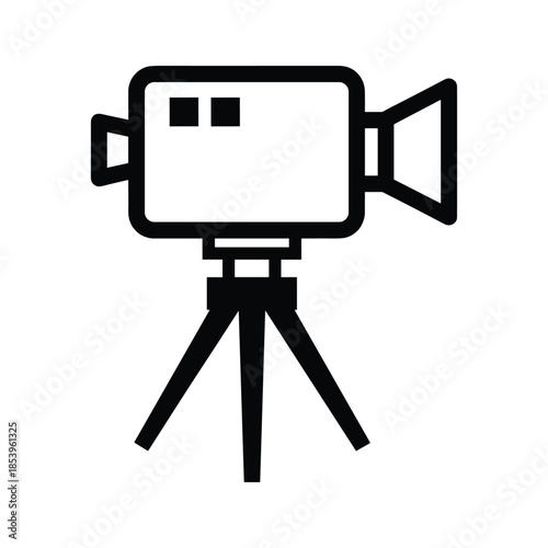 Camera on tripod simple icon