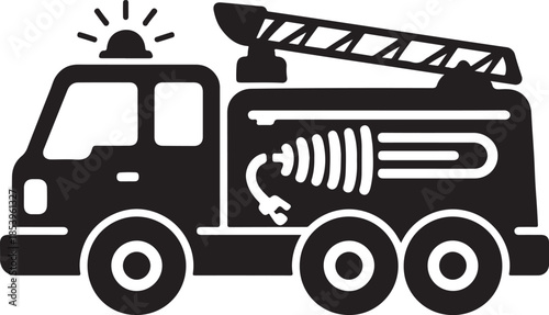 Fire Truck Silhouette Icon for Children Education