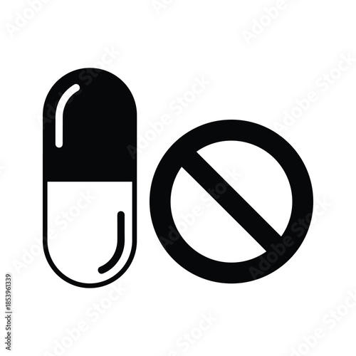 Prohibited medicine capsule sign