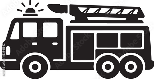 Kids Fire Truck Silhouette Illustration Vector