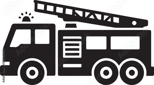 Fire Truck Silhouette Icon Vector
