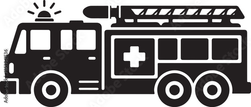 Emergency Response Fire Rescue Vehicle Silhouette Vector