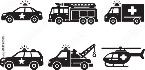 Public Safety Emergency Vehicle Collection Vector