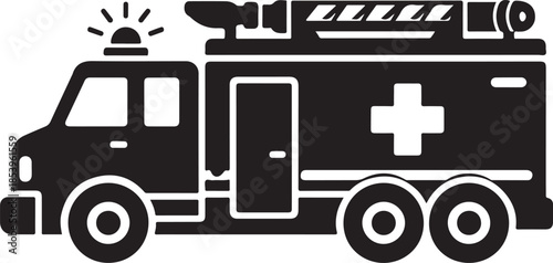 Emergency Service Vehicle Silhouette Icon Vector