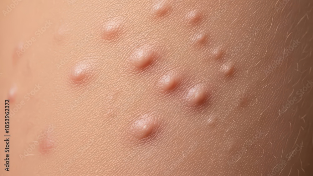 Fototapeta premium Close-up of wart-infested skin with raised bumps and textured surface