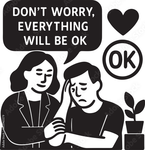 Don't worry, everything will be OK! psychotherapy icon silhouette vector illustration