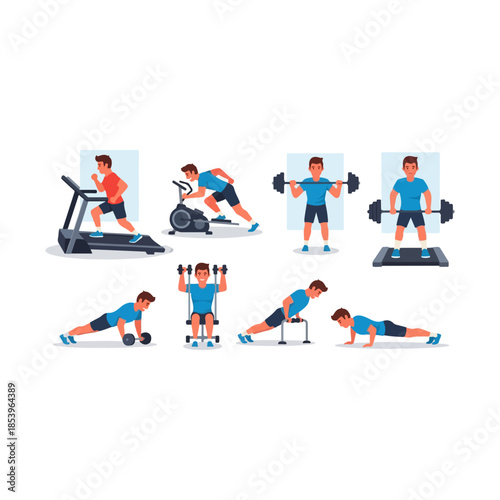 Group of people performing fitness exercises.