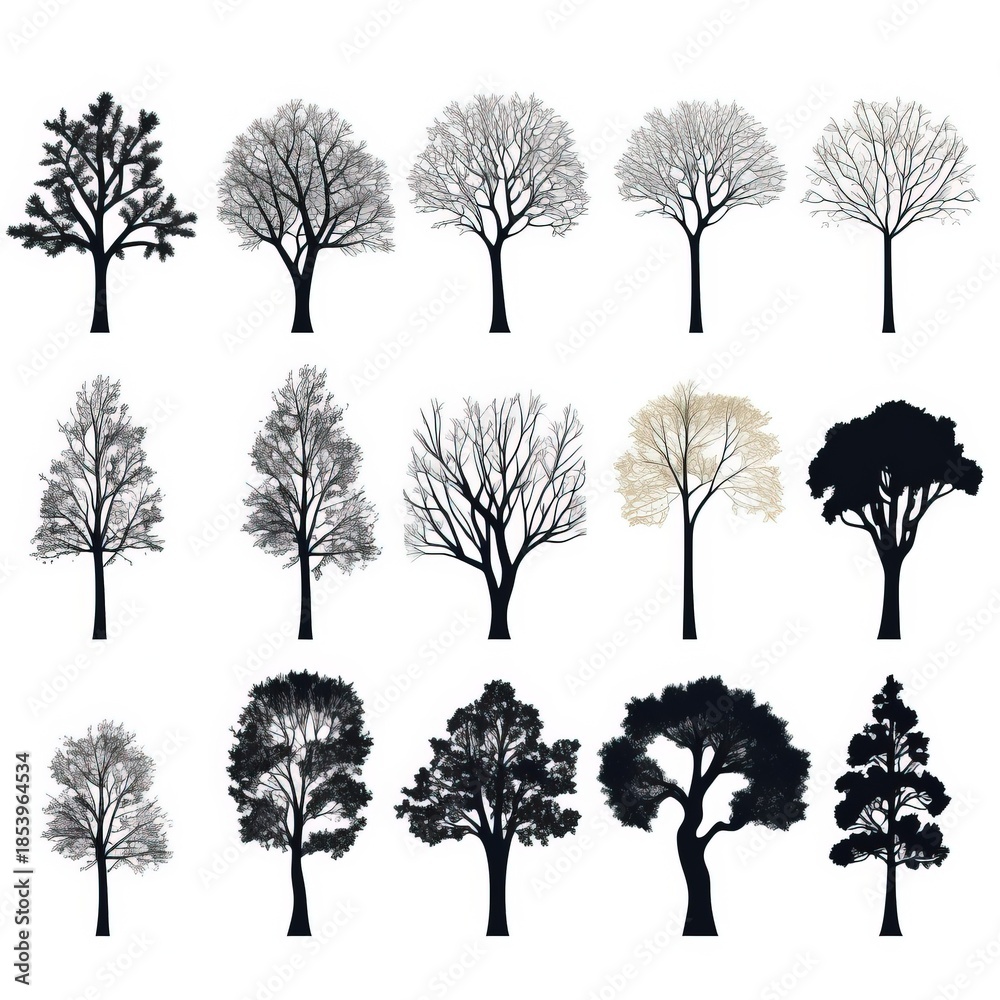 Fototapeta premium black and white silhouette of trees