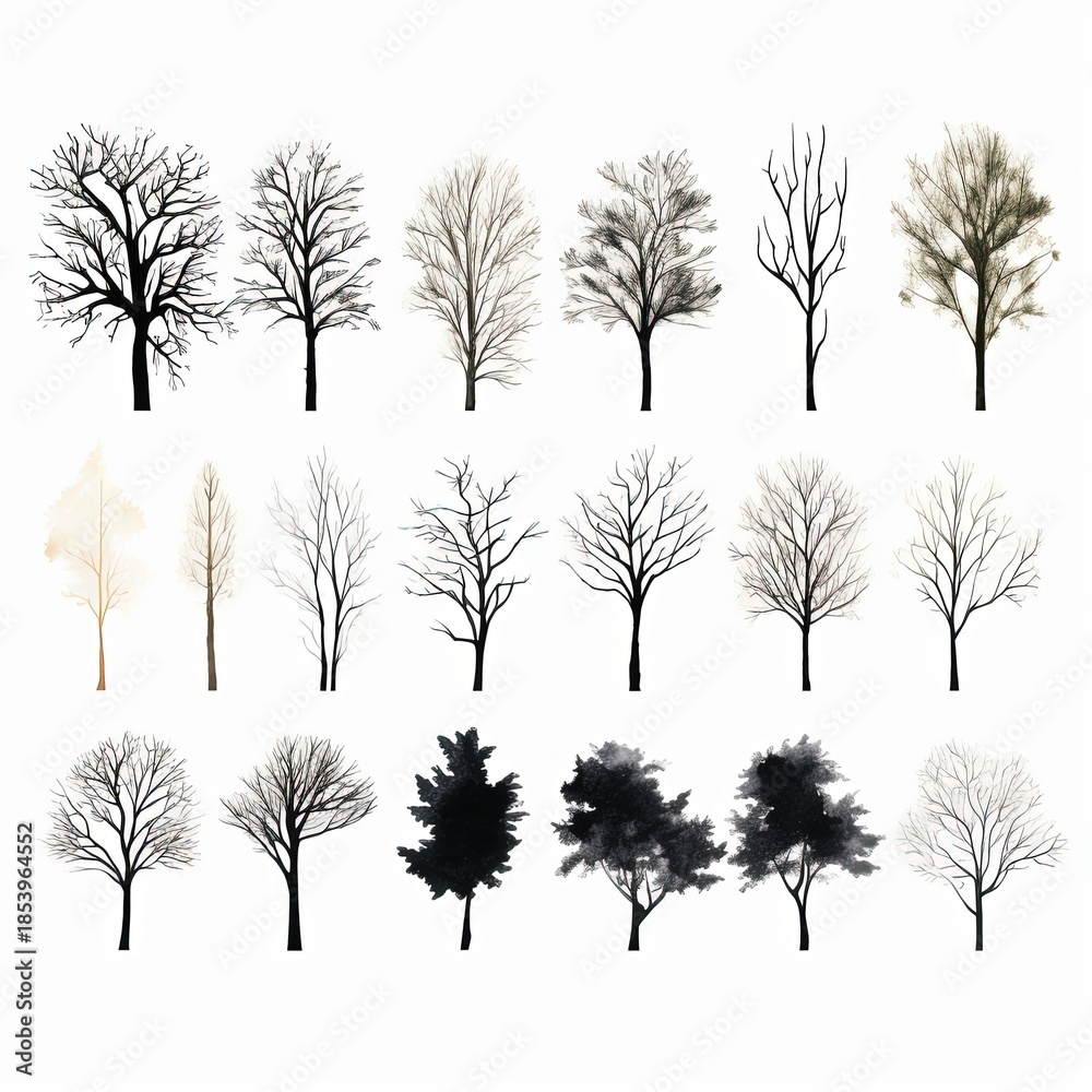 Obraz premium black and white silhouette of trees