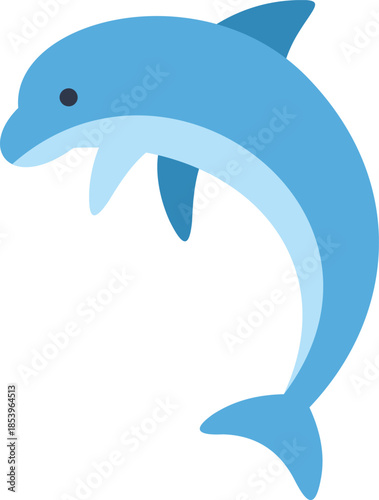 Playful cartoon dolphin leaping and making a splash, perfect for children's books, marine life awareness campaigns, or any project celebrating ocean wildlife