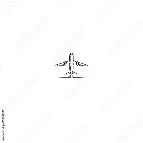 Airplane Silhouette Illustration Centered Minimal Lineart Style.
