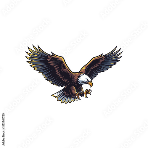 Eagle in Full Flight with Wings Spread.