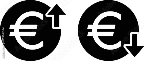 Euro Currency Growth and Decline Icons