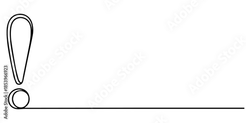 Continuous line drawing of an exclamation mark, Continuous one line drawing of Exclamation mark vector illustration, Exclamation mark in one continuous line drawing vector illustration, Continuous one
