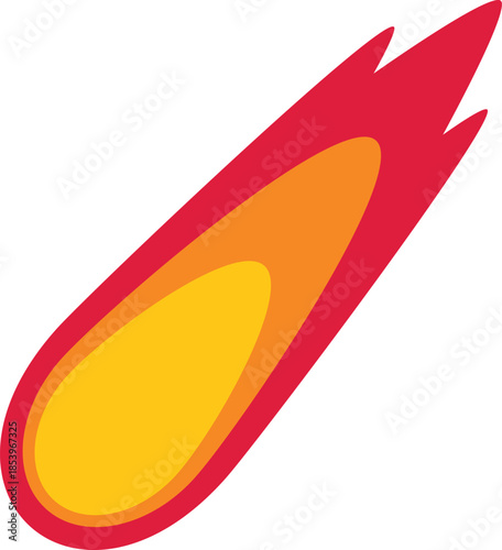 Bright meteor is quickly flying through space leaving a burning trail