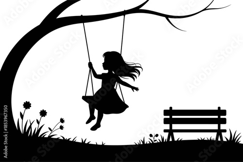 Girl on a Swing Silhouette