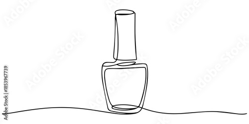 Nail varnish one line drawing on white isolated background for store, Decorative cosmetics for manicure and pedicure - Nail polish, Nail varnish one line drawing on white isolated background for store