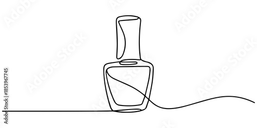 Nail varnish one line drawing on white isolated background for store, Decorative cosmetics for manicure and pedicure - Nail polish, Nail varnish one line drawing on white isolated background for store