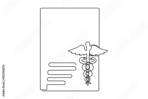 Medical report symbol continuous one line drawing minimalist outline vector illustration icon