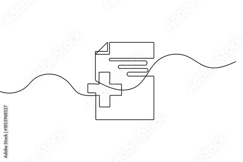 Medical report symbol continuous one line drawing minimalist outline vector illustration icon
