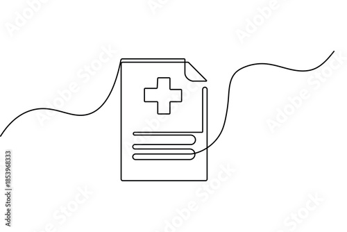 Medical report symbol continuous one line drawing minimalist outline vector illustration icon