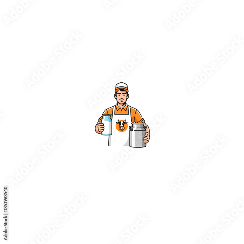 Cheerful Barista In Orange Apron Demonstrating Coffee Service.