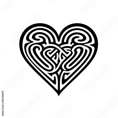 Heart maze design in ancient Celtic knot style  