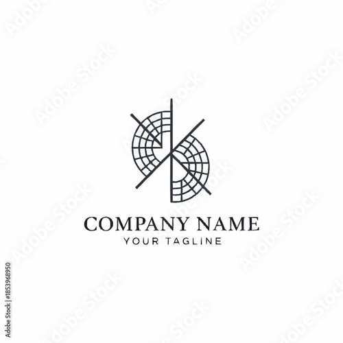 Abstract geometric logo design with a circular, segmented pattern and radiating lines.