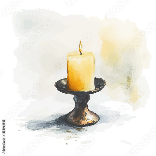 painting_of_a_metal_candle_holder, A vectorized, Hand-painted style, vector set available in EPS An Elegant watercolor painting design collection